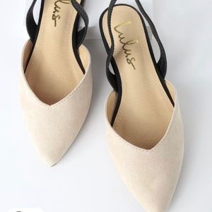 Mae Beige Pointed-Toe Slingback Flats